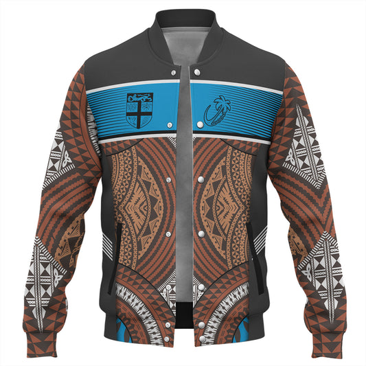 Fiji Baseball Jacket Custom Bula Fiji Rugby Tapa Design