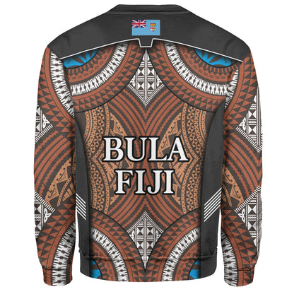 Fiji Sweatshirt Custom Bula Fiji Rugby Tapa Design