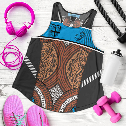 Fiji Women Tank Custom Bula Fiji Rugby Tapa Design