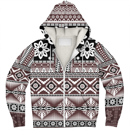 Fiji Sherpa Hoodie Bula Fijian Masi Tapa Vintage Style
