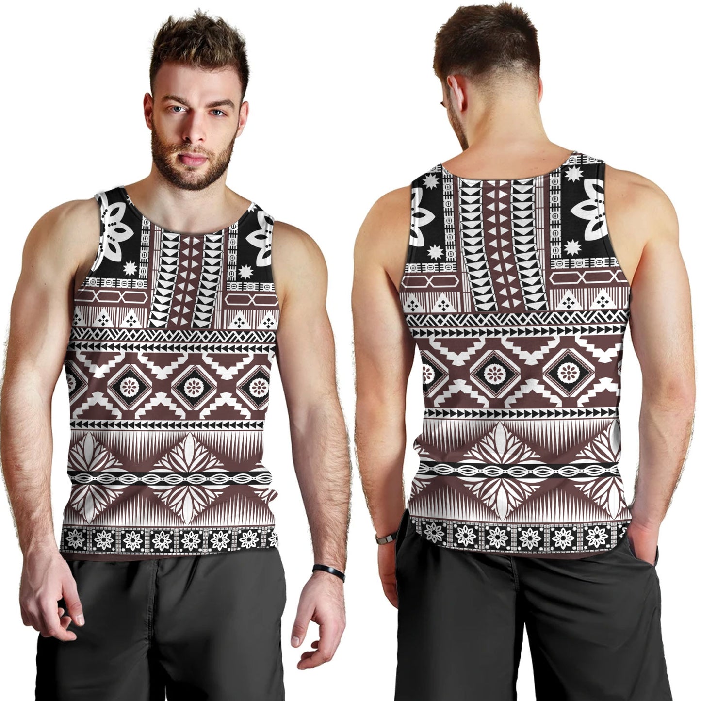 Fiji Tank Top Bula Fijian Masi Tapa Vintage Style
