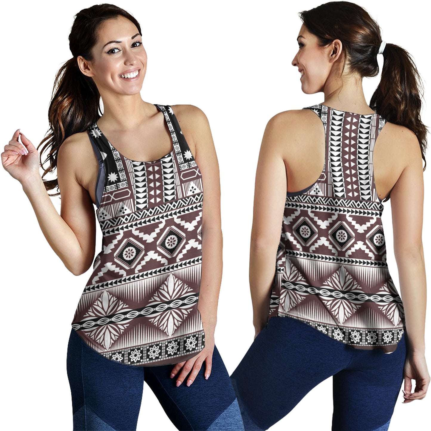 Fiji Women Tank Bula Fijian Masi Tapa Vintage Style