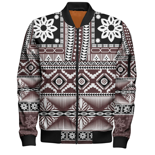 Fiji Bomber Jacket Bula Fijian Masi Tapa Vintage Style