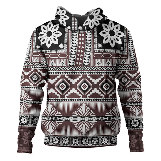 Fiji Hoodie Bula Fijian Masi Tapa Vintage Style