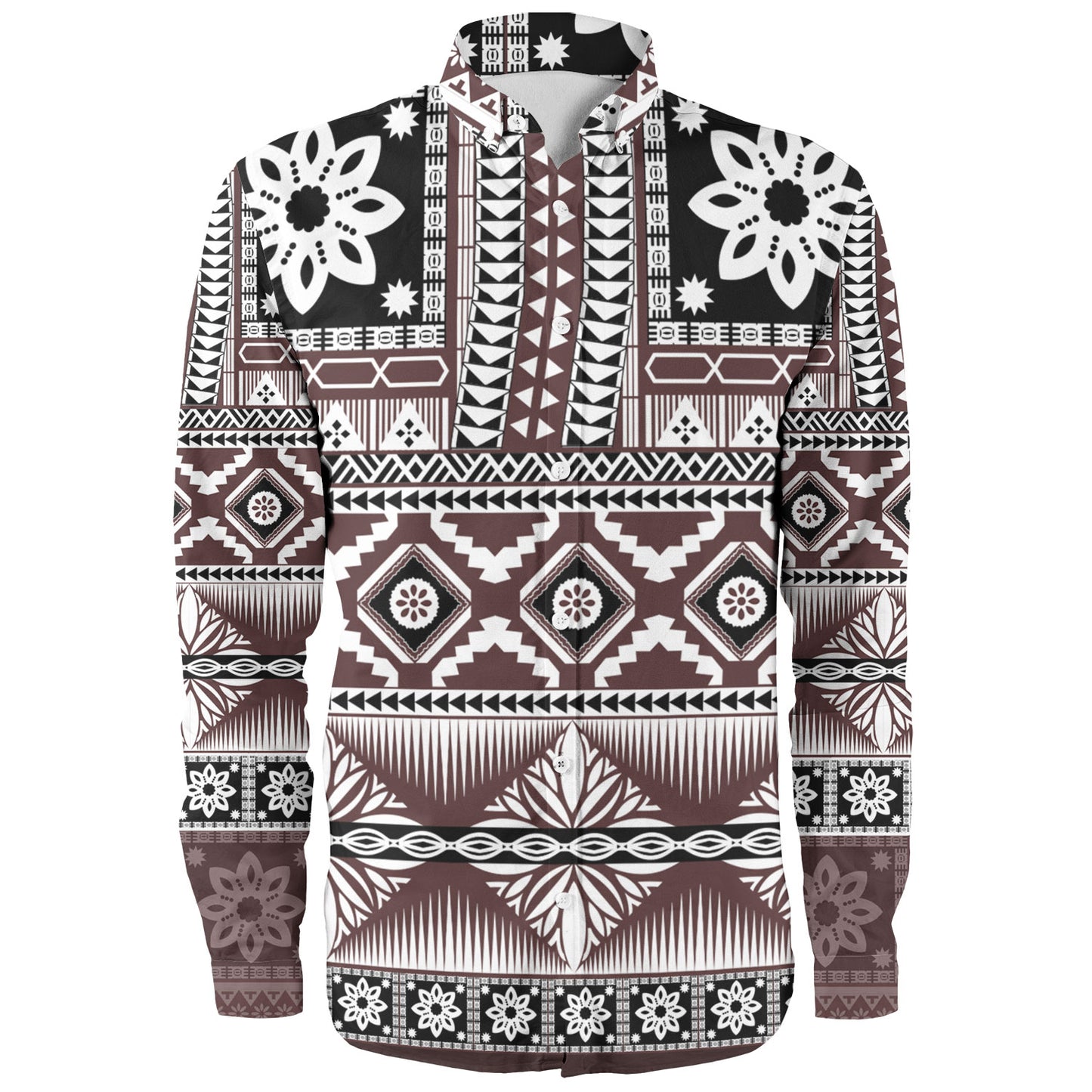 Fiji Long Sleeve Shirt Bula Fijian Masi Tapa Vintage Style