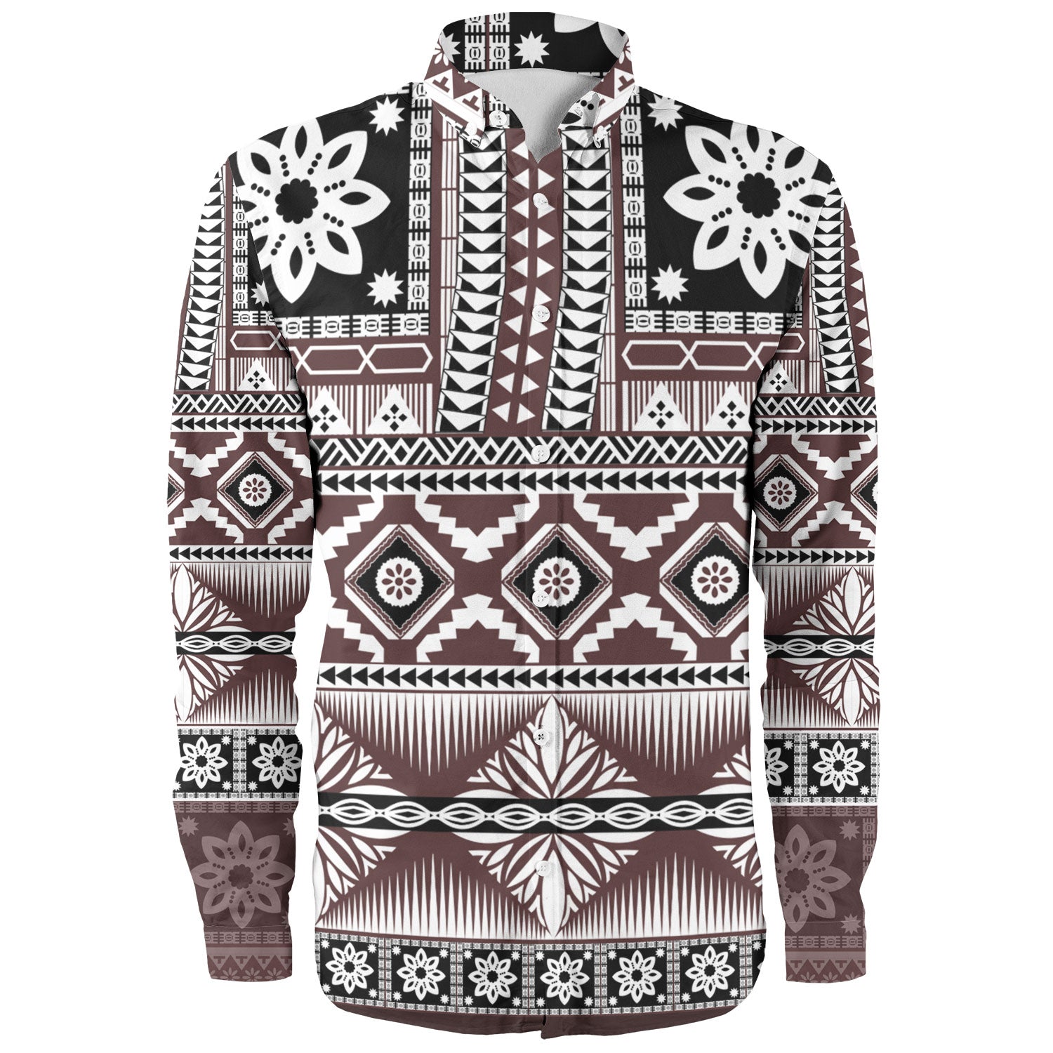 Fiji Long Sleeve Shirt Bula Fijian Masi Tapa Vintage Style