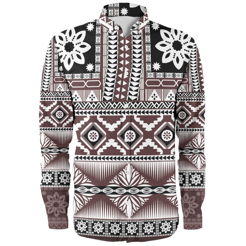 Fiji Long Sleeve Shirt Bula Fijian Masi Tapa Vintage Style