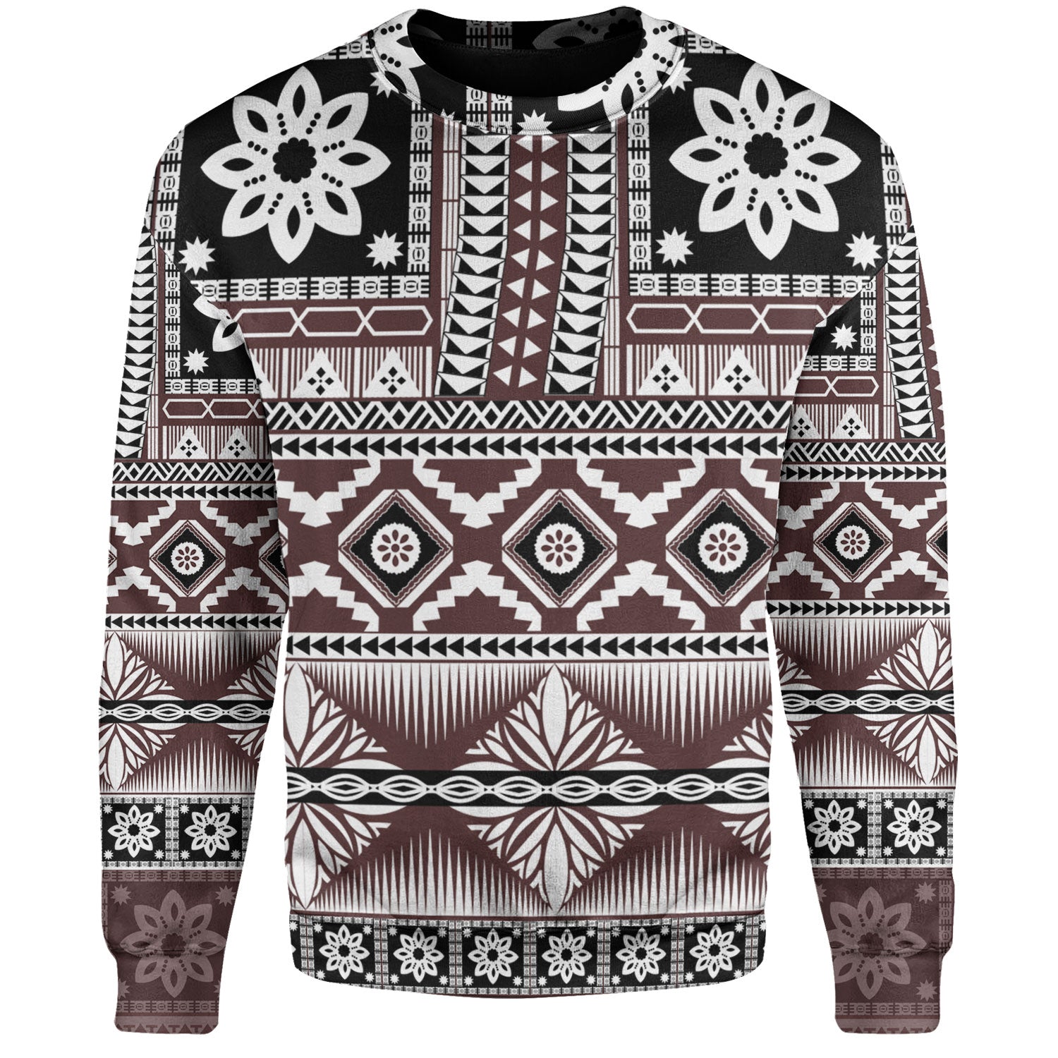 Fiji Sweatshirt Bula Fijian Masi Tapa Vintage Style