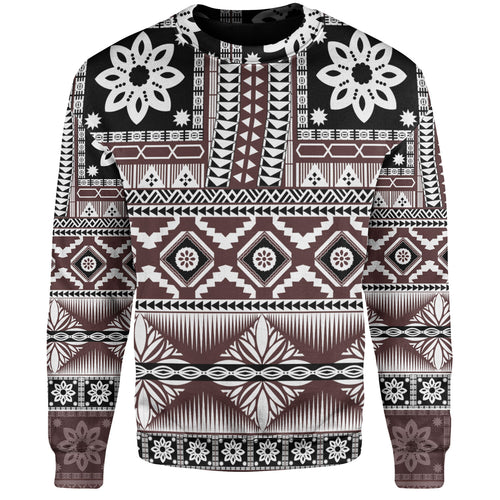 Fiji Sweatshirt Bula Fijian Masi Tapa Vintage Style