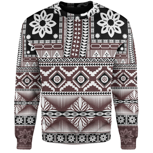 Fiji Sweatshirt Bula Fijian Masi Tapa Vintage Style