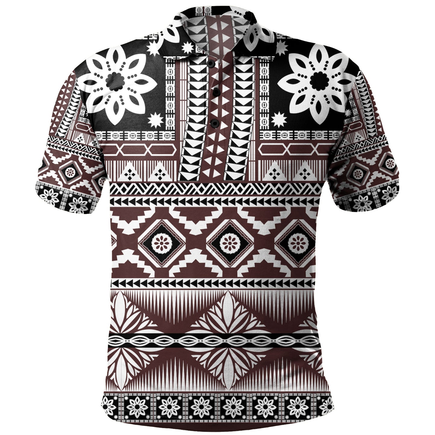 Fiji Polo Shirt Bula Fijian Masi Tapa Vintage Style