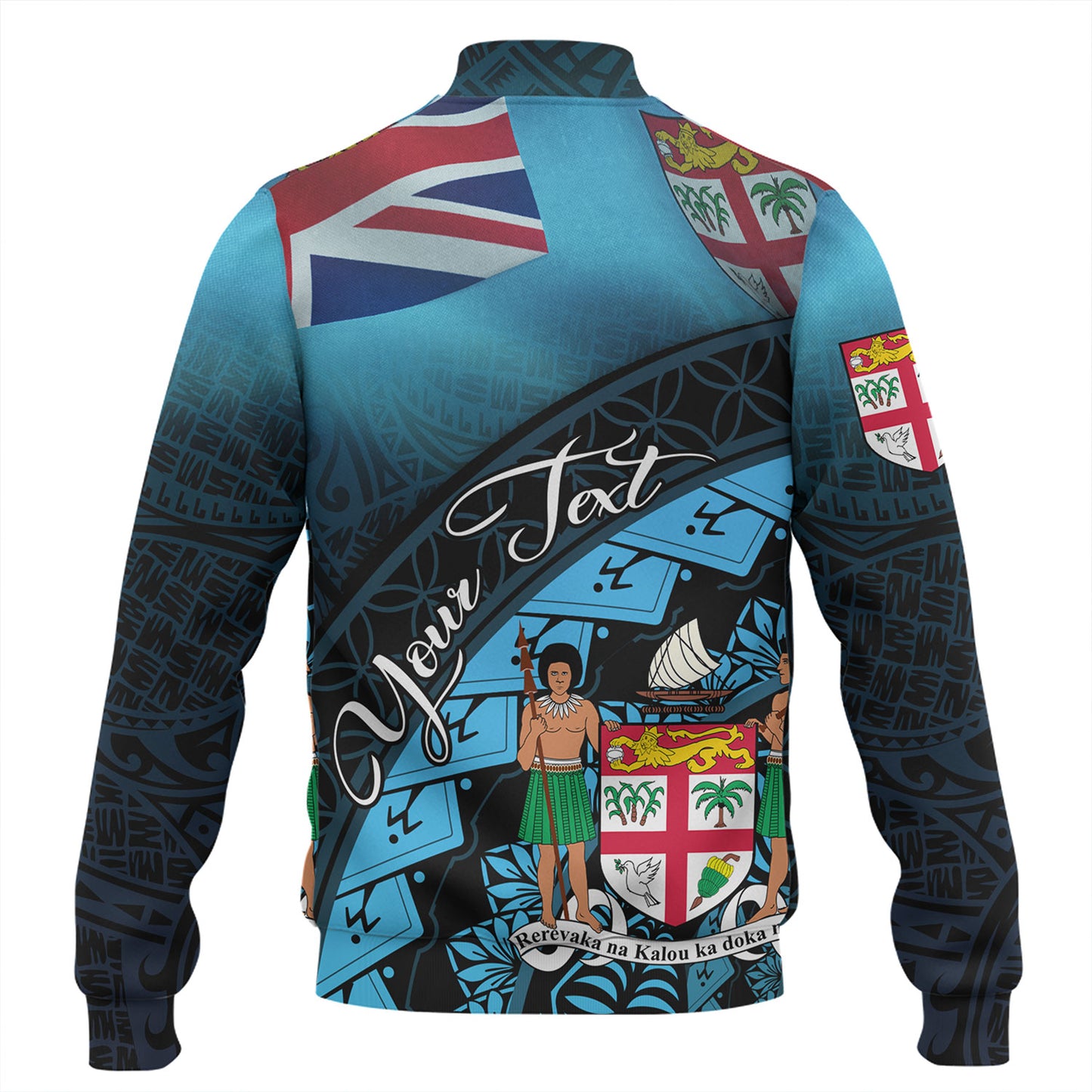 Fiji Custom Personalised Baseball Jacket Bula Si'a Fijian Flag Tapa Patterns Style