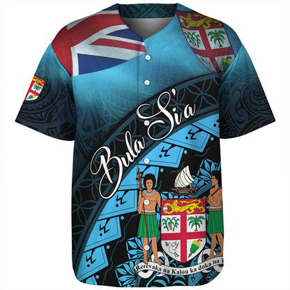 Fiji Custom Personalised Baseball Shirt Bula Si'a Fijian Flag Tapa Patterns Style
