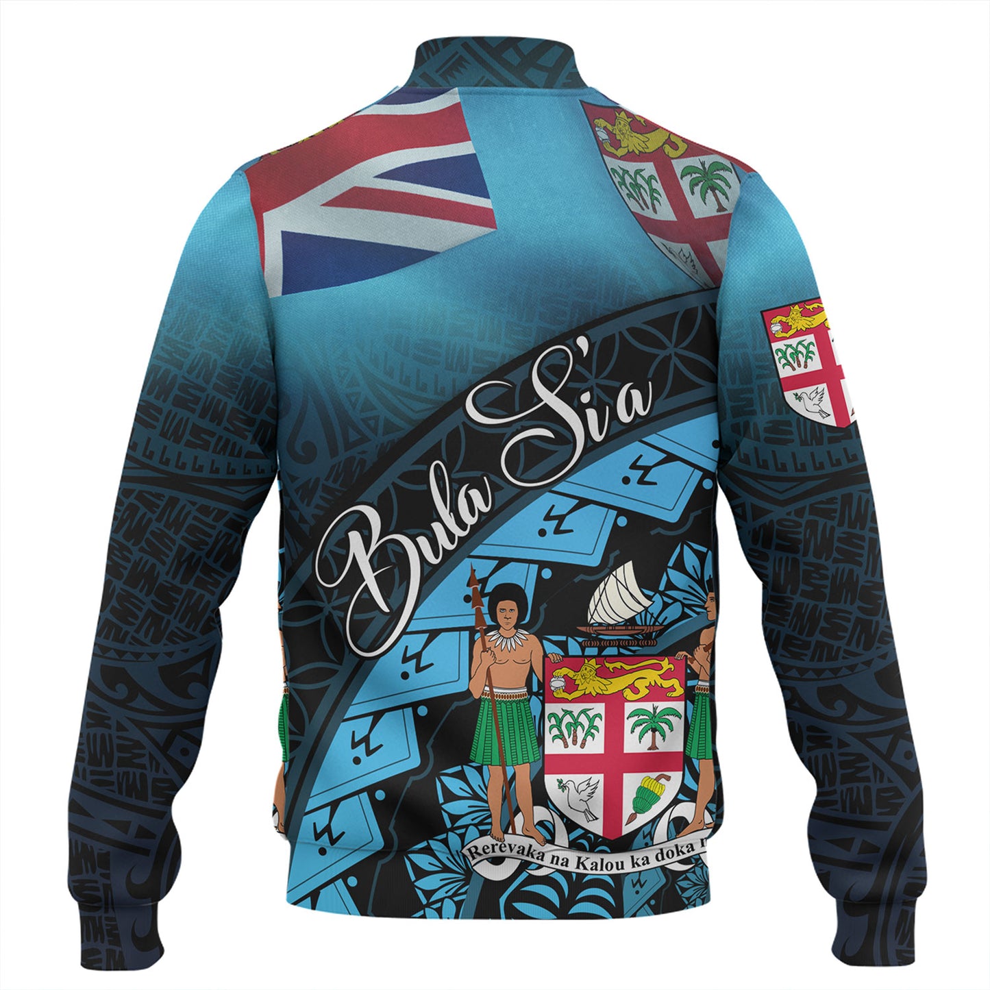 Fiji Custom Personalised Baseball Jacket Bula Si'a Fijian Flag Tapa Patterns Style