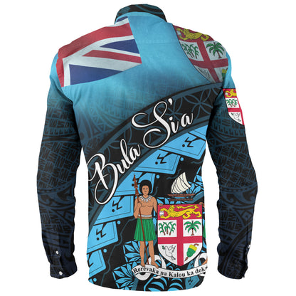 Fiji Custom Personalised Long Sleeve Shirt Bula Si'a Fijian Flag Tapa Patterns Style