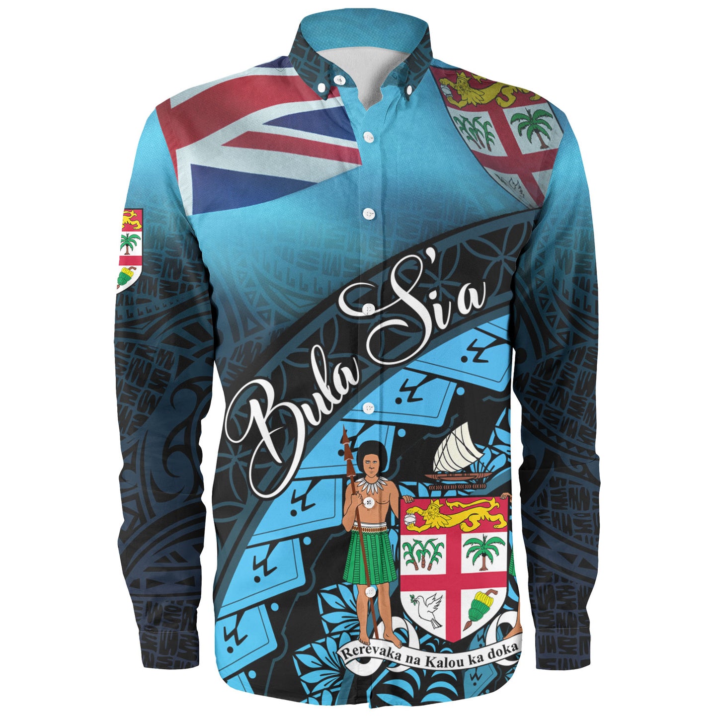 Fiji Custom Personalised Long Sleeve Shirt Bula Si'a Fijian Flag Tapa Patterns Style