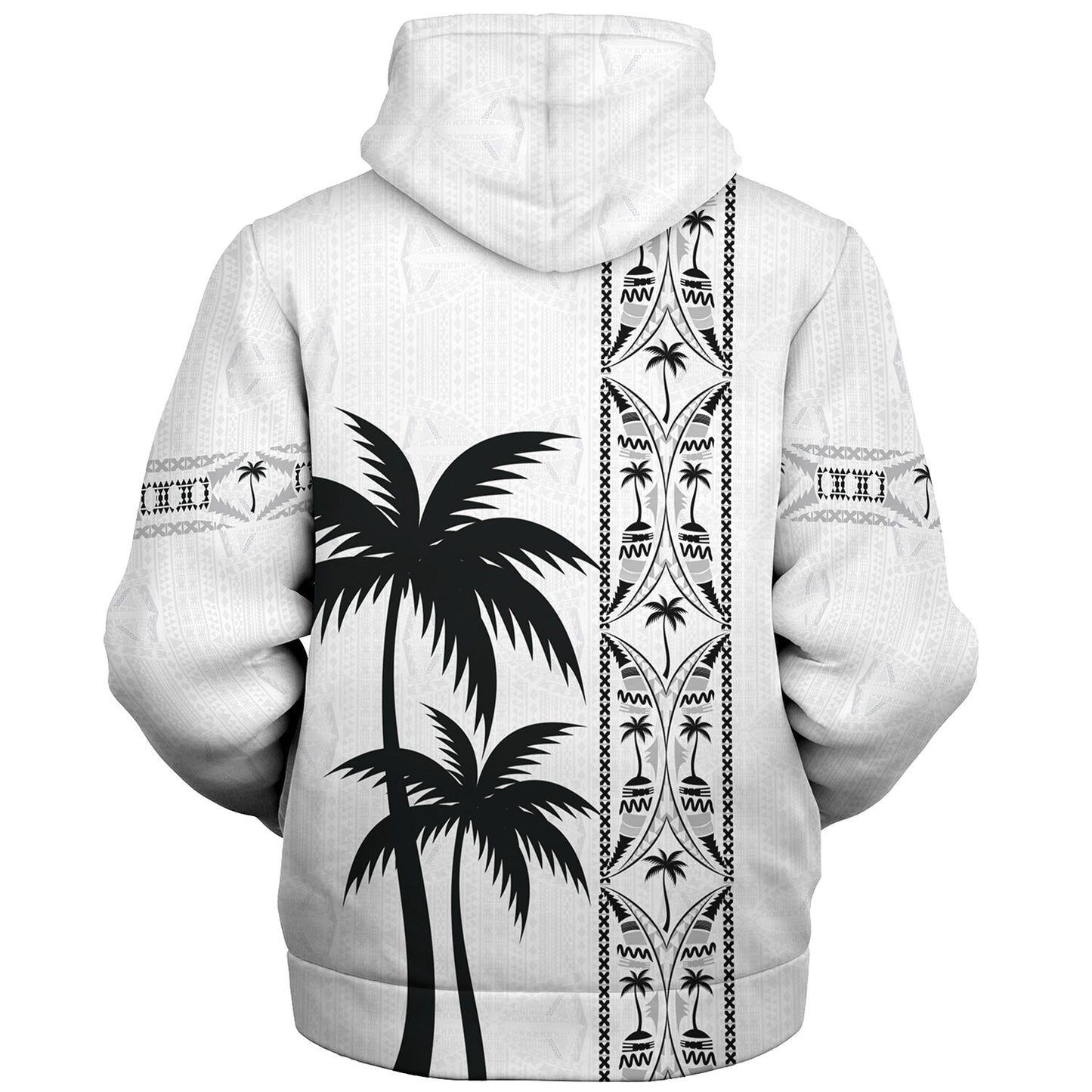 Fiji Sherpa Hoodie Bula Vinaka Tapa Palms Designs