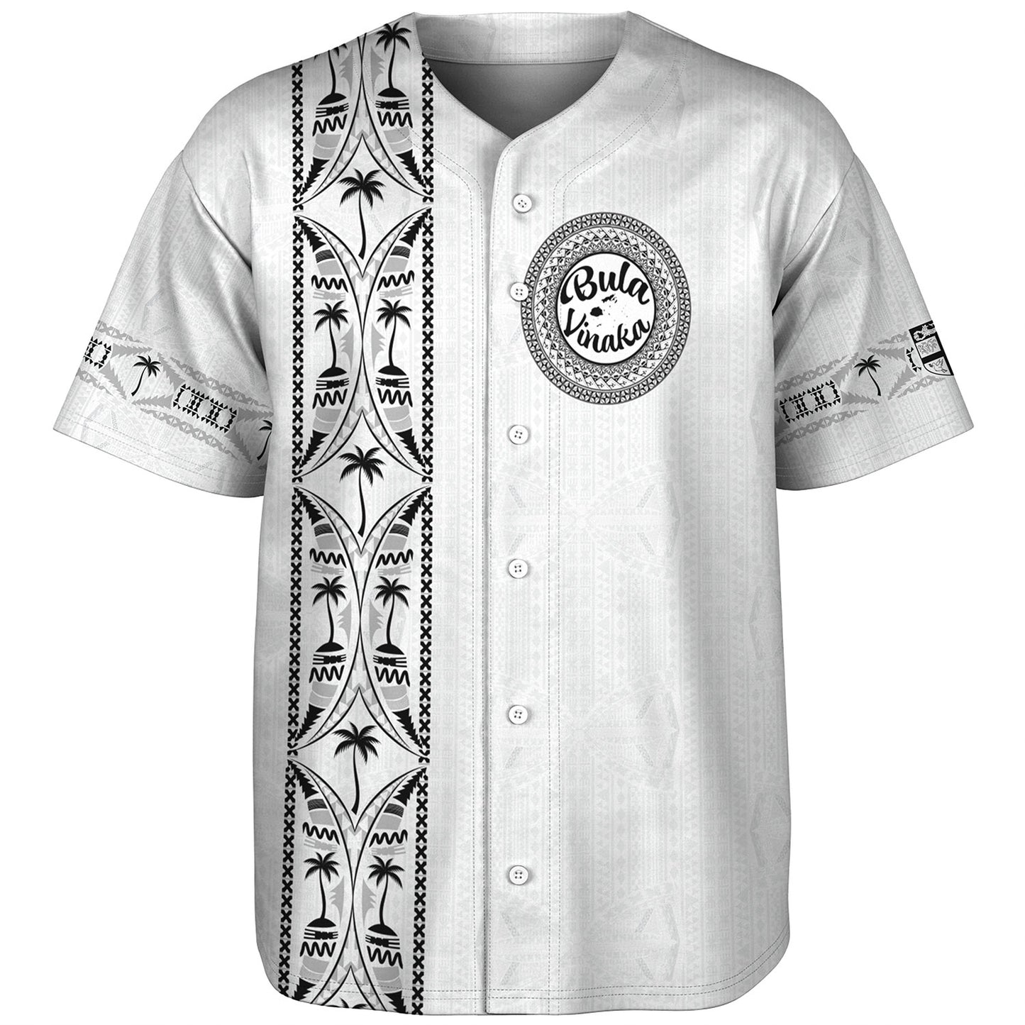 Fiji Baseball Shirt Bula Vinaka Tapa Palms Designs