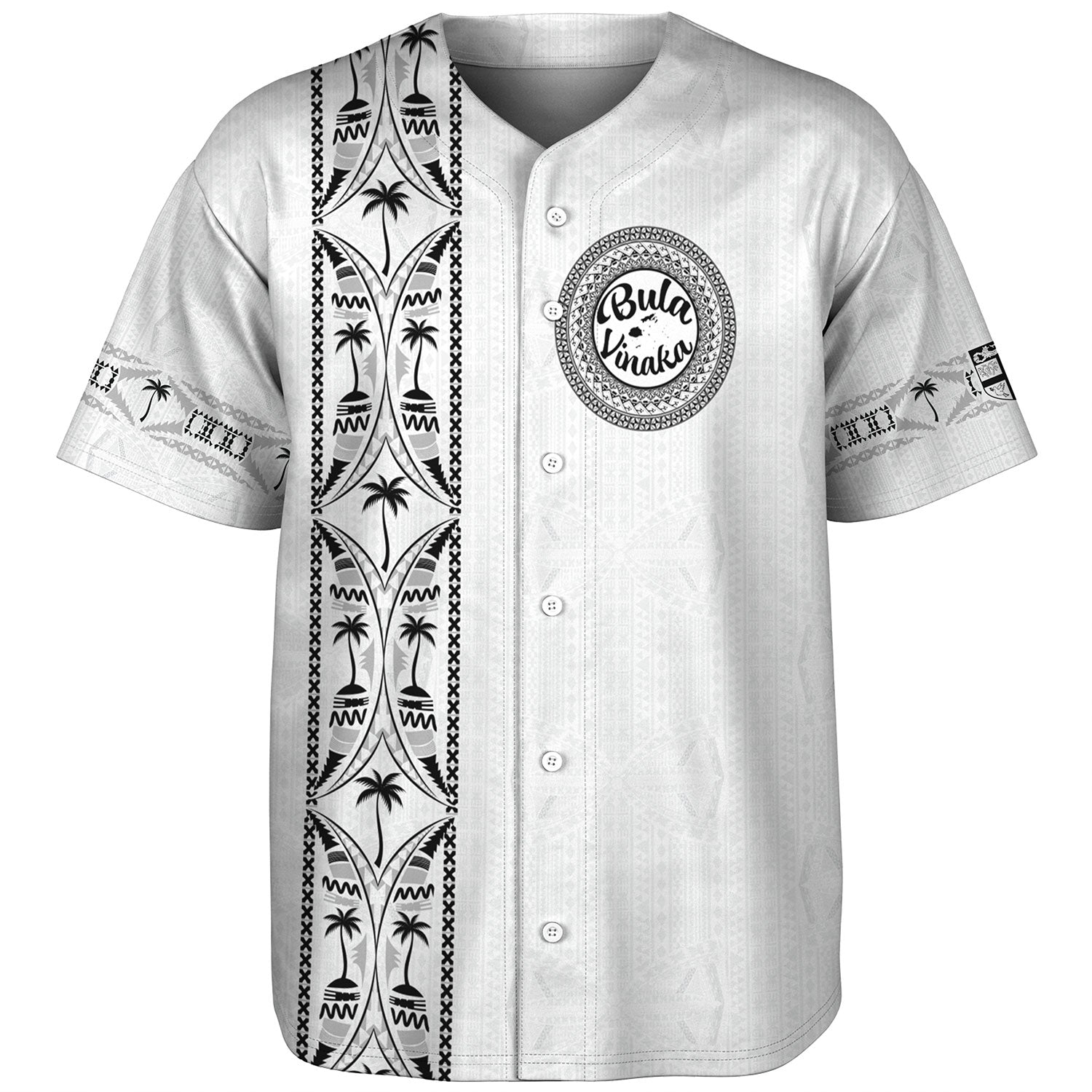 Fiji Baseball Shirt Bula Vinaka Tapa Palms Designs