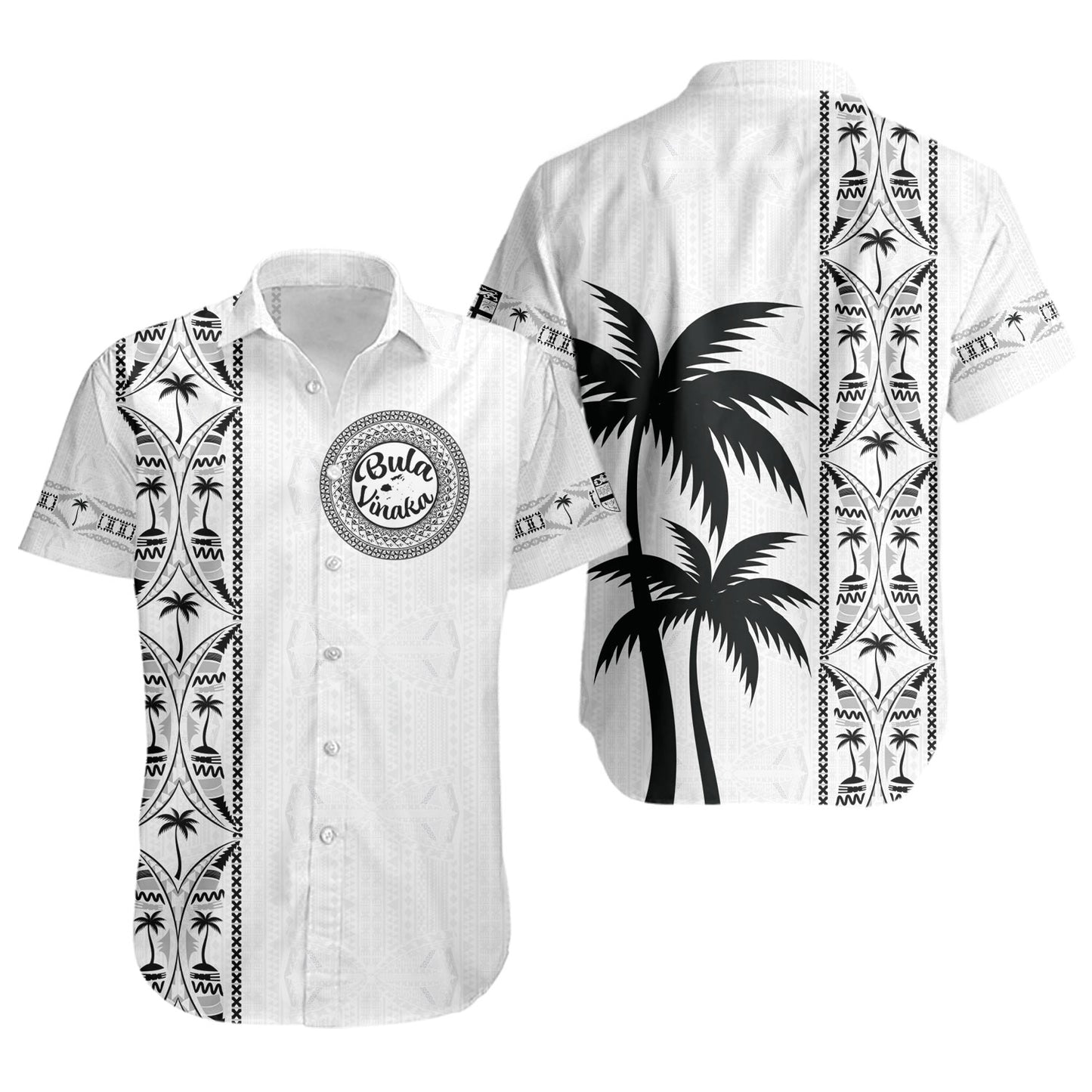 Fiji Short Sleeve Shirt Bula Vinaka Tapa Palms Designs