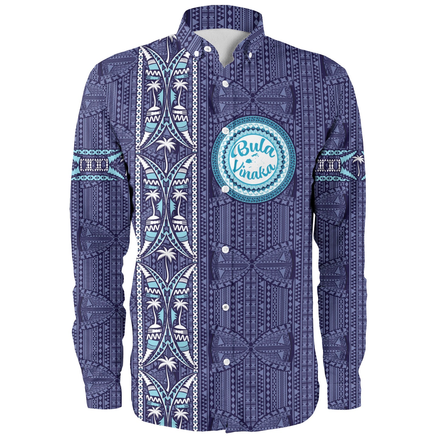 Fiji Long Sleeve Shirt Bula Vinaka Tapa Palms Designs