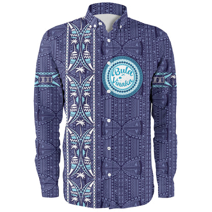 Fiji Long Sleeve Shirt Bula Vinaka Tapa Palms Designs