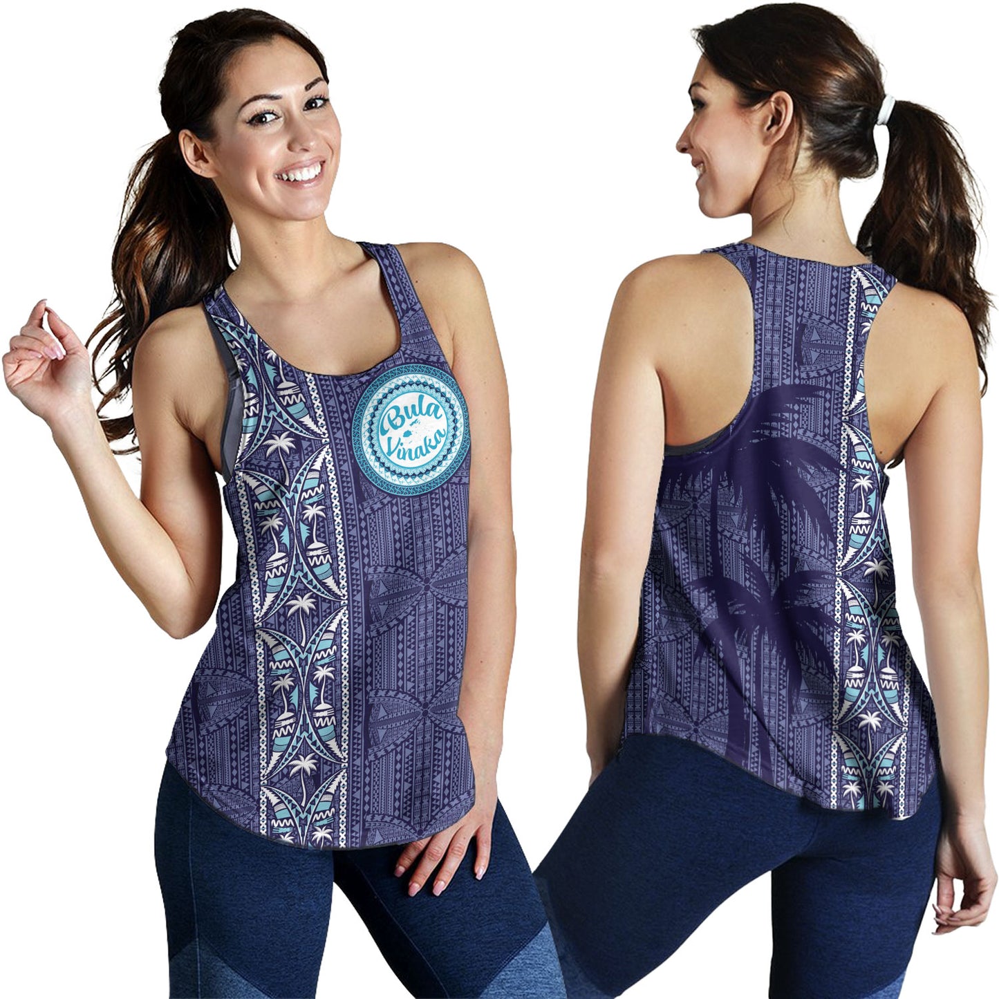 Fiji Women Tank Bula Vinaka Tapa Palms Designs