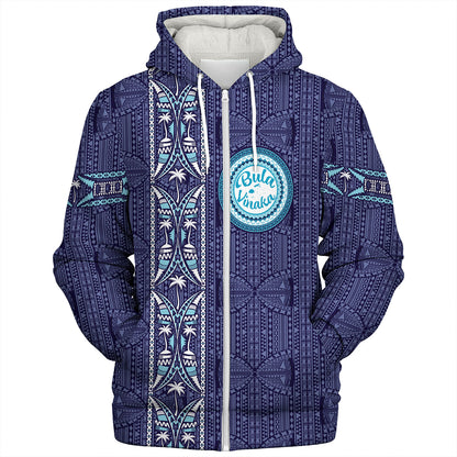 Fiji Sherpa Hoodie Bula Vinaka Tapa Palms Designs