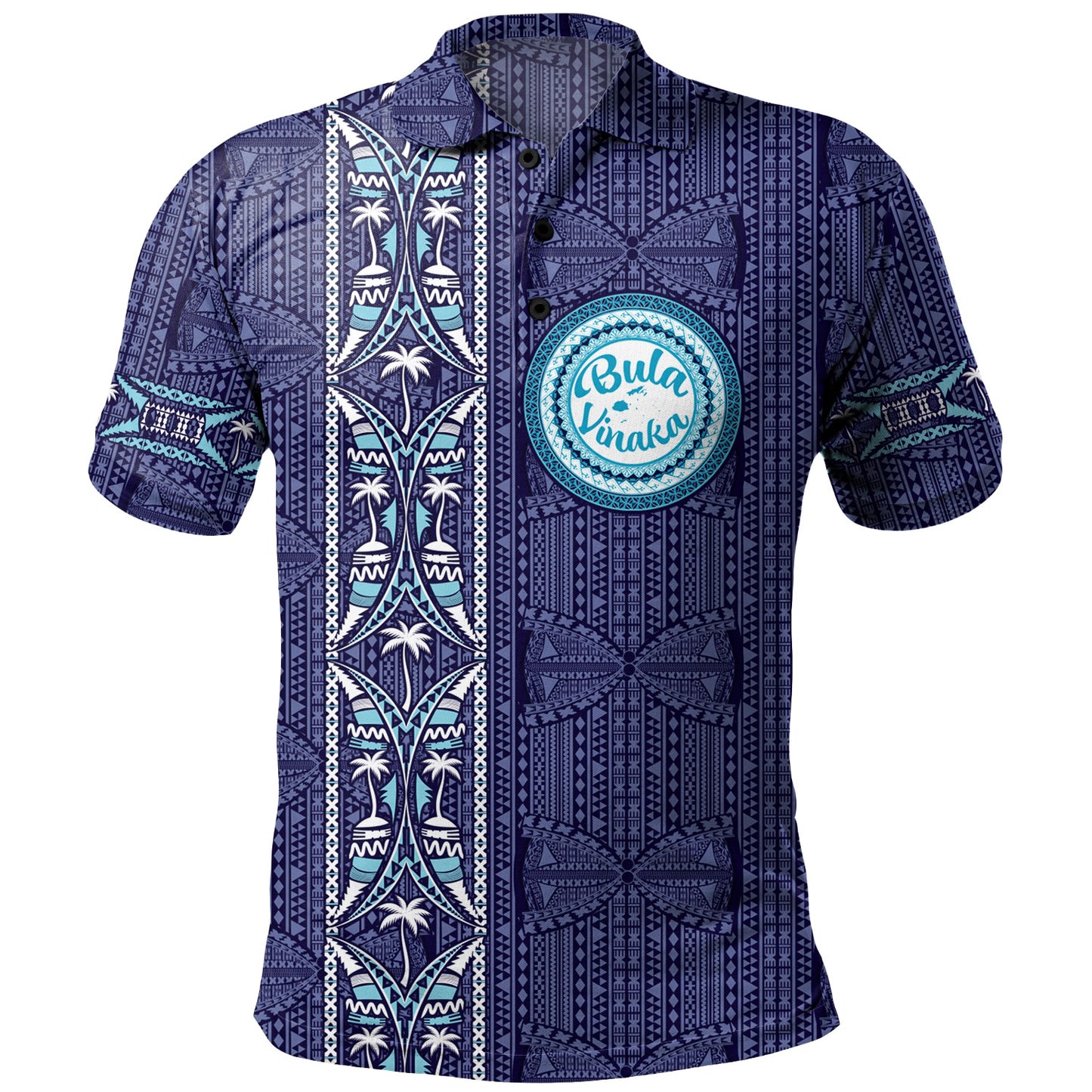 Fiji Polo Shirt Bula Vinaka Tapa Palms Designs
