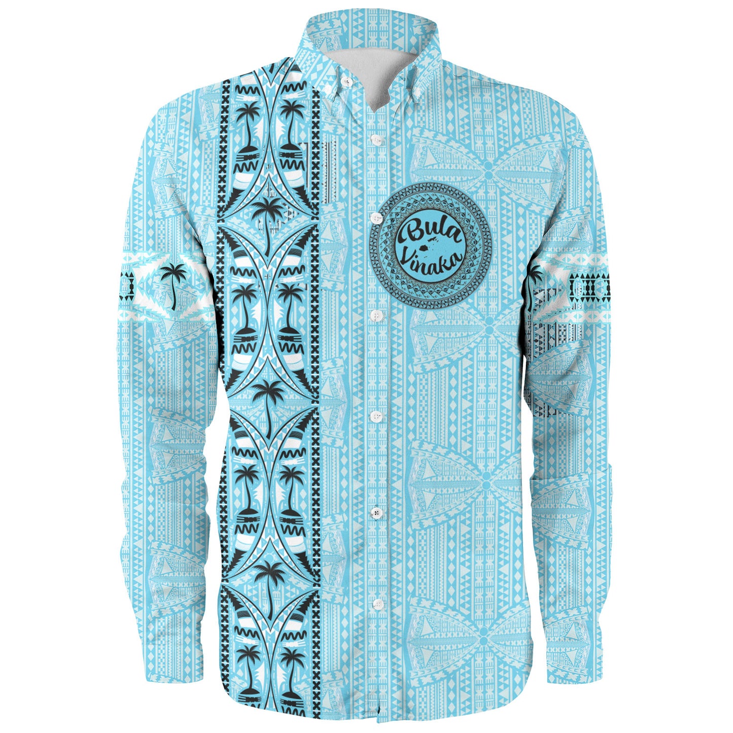 Fiji Long Sleeve Shirt Bula Vinaka Tapa Palms Designs