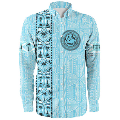 Fiji Long Sleeve Shirt Bula Vinaka Tapa Palms Designs