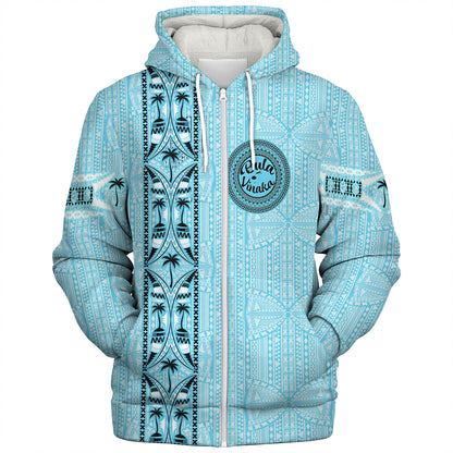 Fiji Sherpa Hoodie Bula Vinaka Tapa Palms Designs