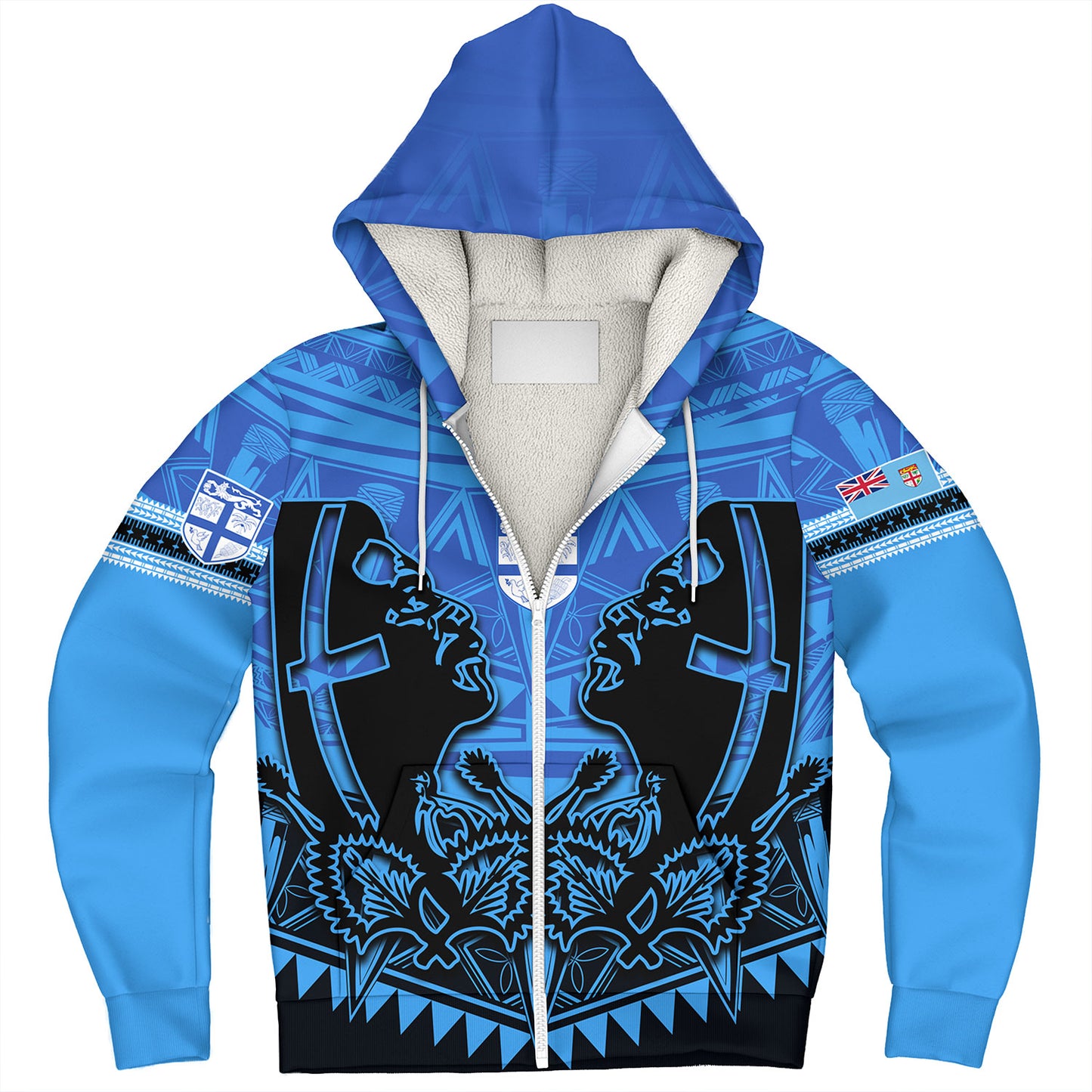 Fiji Sherpa Hoodie Fiji Bati Masi Tapa Style