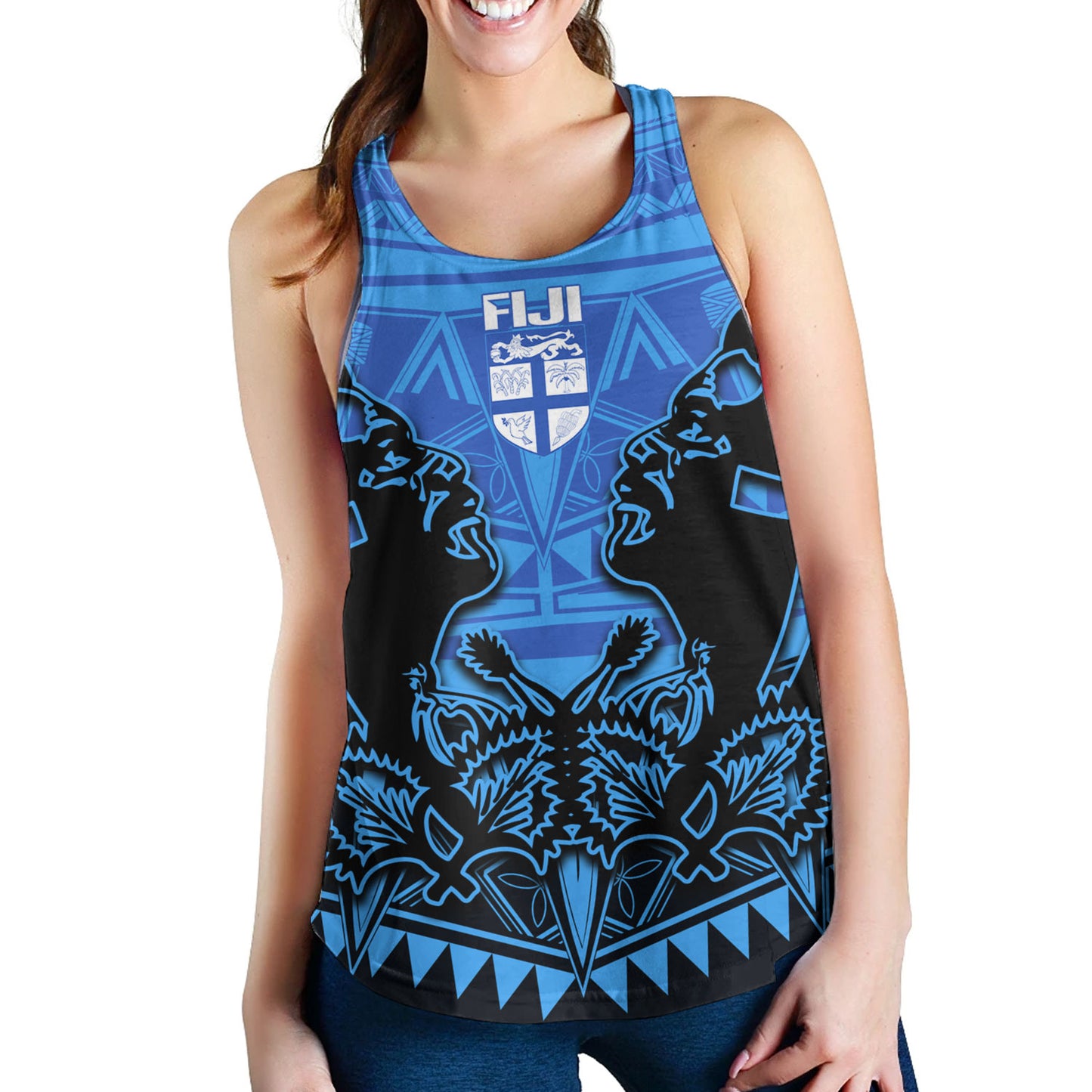 Fiji Women Tank Fiji Bati Masi Tapa Style