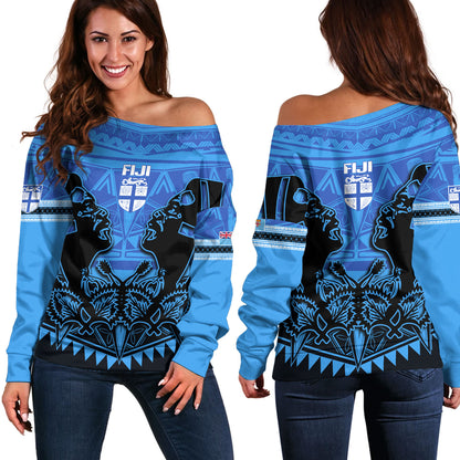 Fiji Off Shoulder Sweatshirt Fiji Bati Masi Tapa Style