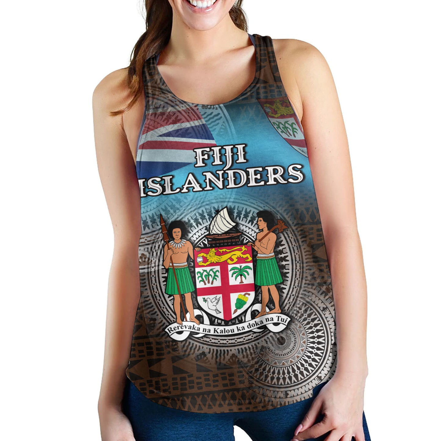 Fiji Women Tank Custom Fiji Islanders Tapa Masi Design
