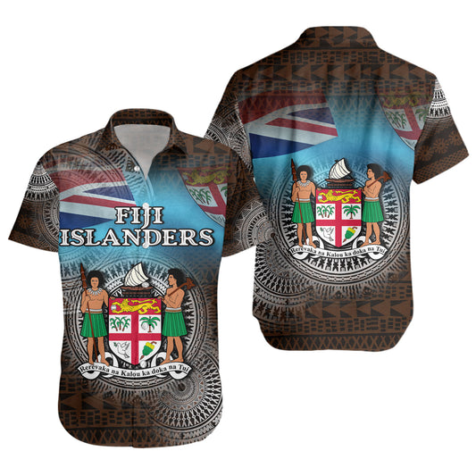 Fiji Short Sleeve Shirt Custom Fiji Islanders Tapa Masi Design