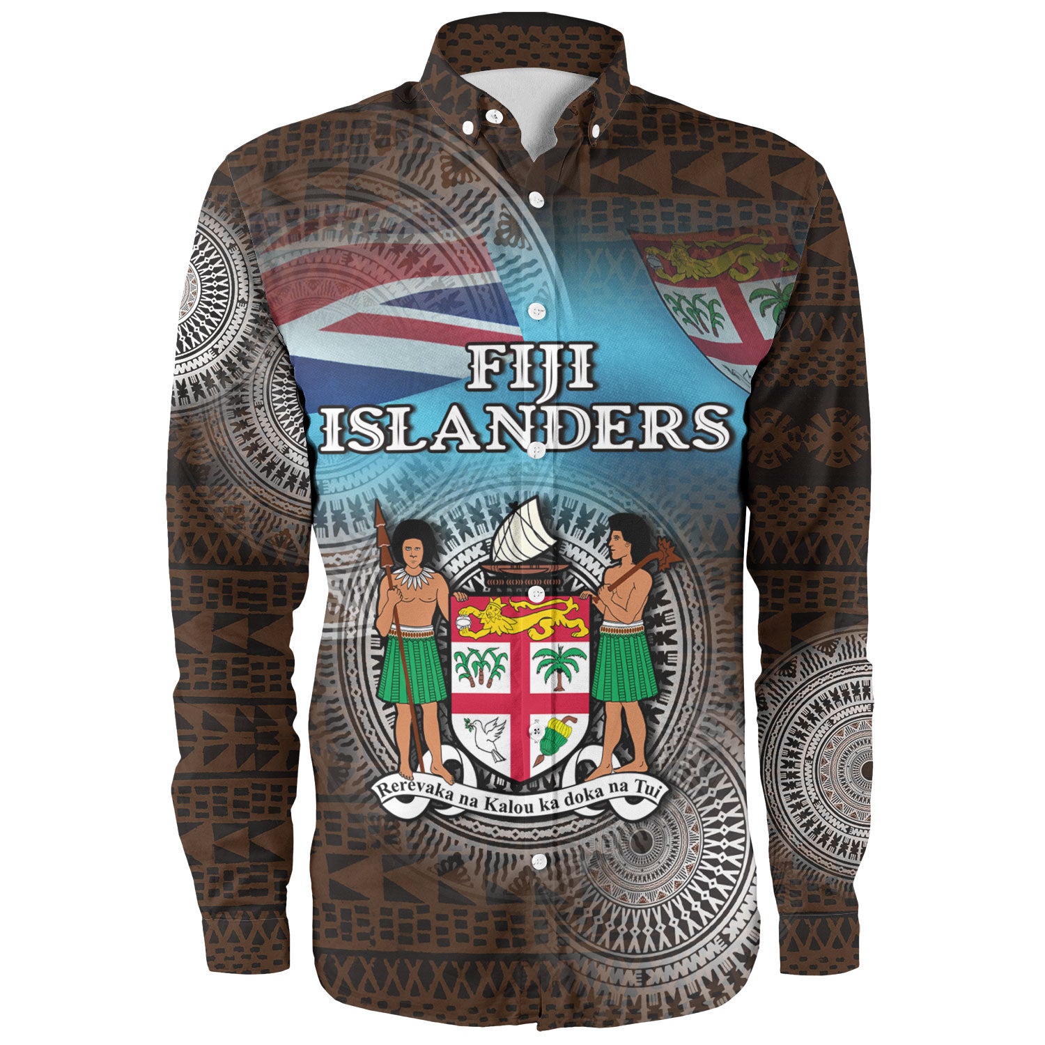Fiji Long Sleeve Shirt Custom Fiji Islanders Tapa Masi Design