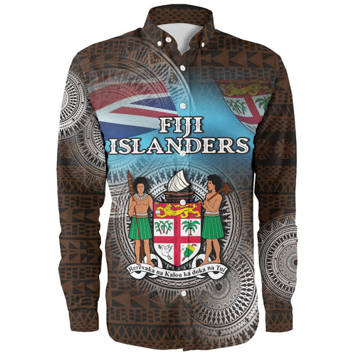 Fiji Long Sleeve Shirt Custom Fiji Islanders Tapa Masi Design