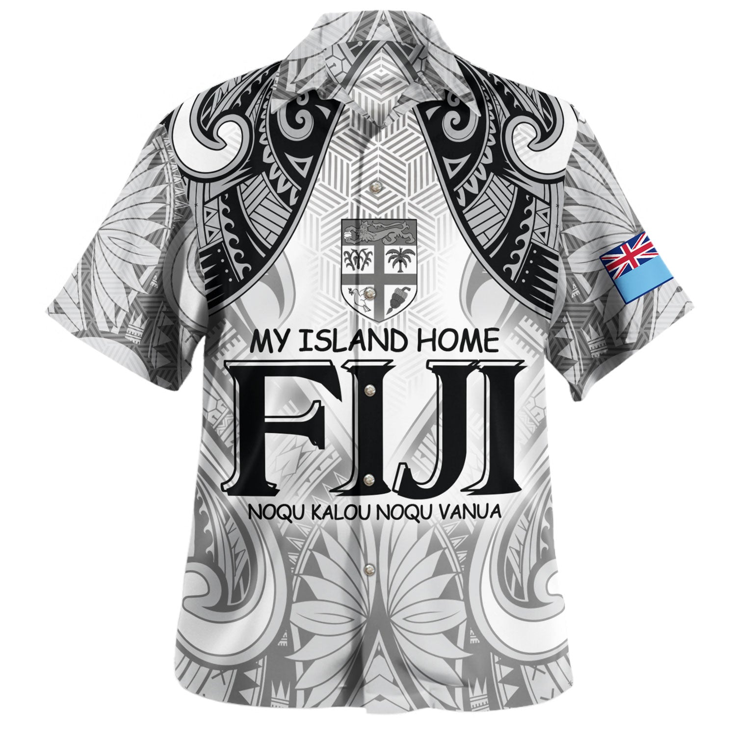 Fiji Hawaiian Shirt Fijian Tapa Patterns Palm Tree Design