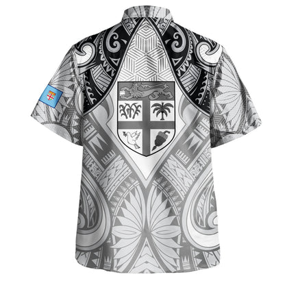 Fiji Hawaiian Shirt Fijian Tapa Patterns Palm Tree Design