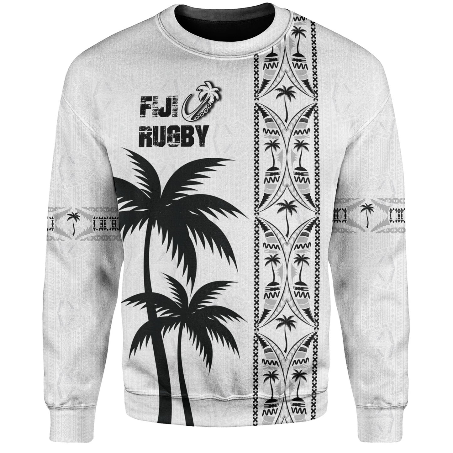 Fiji Sweatshirt Fiji Rugby Tapa Palms Tree Designs