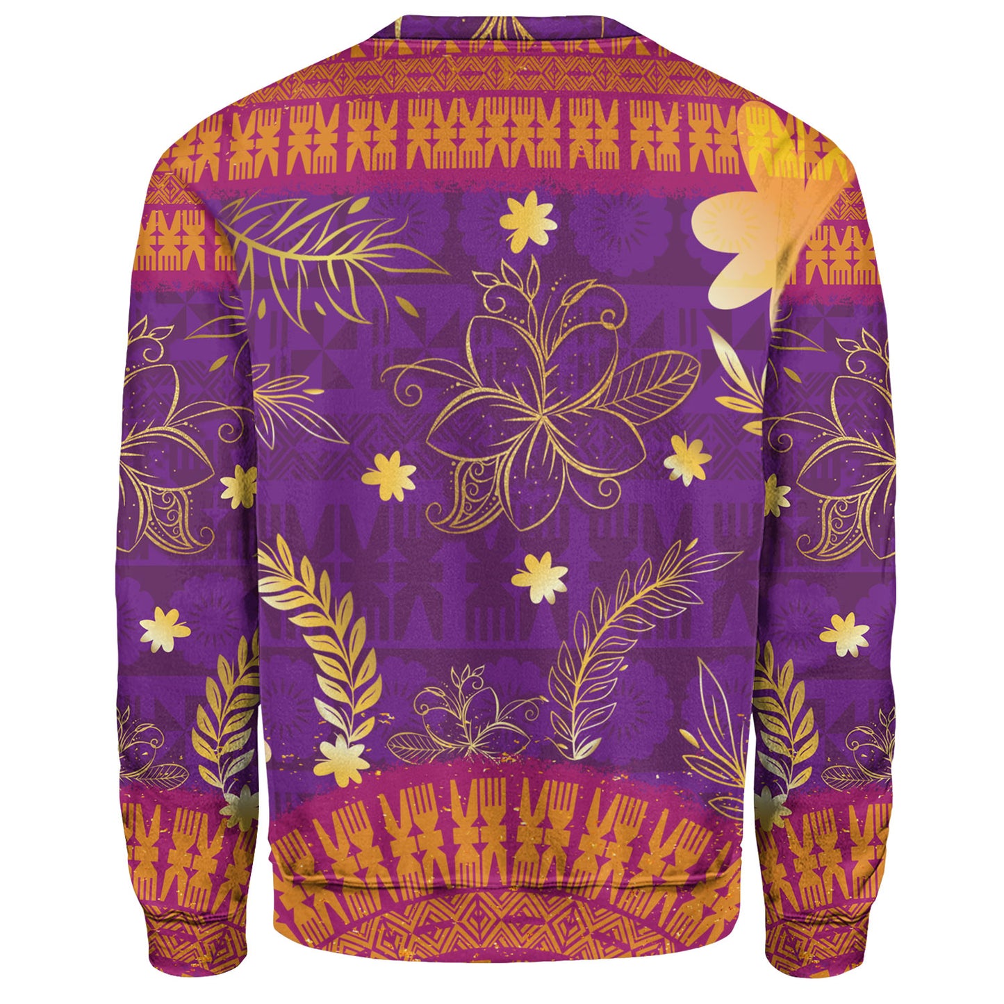 Fiji Sweatshirt Fiji Tapa Tropical Plumeria Flowers Bouquet