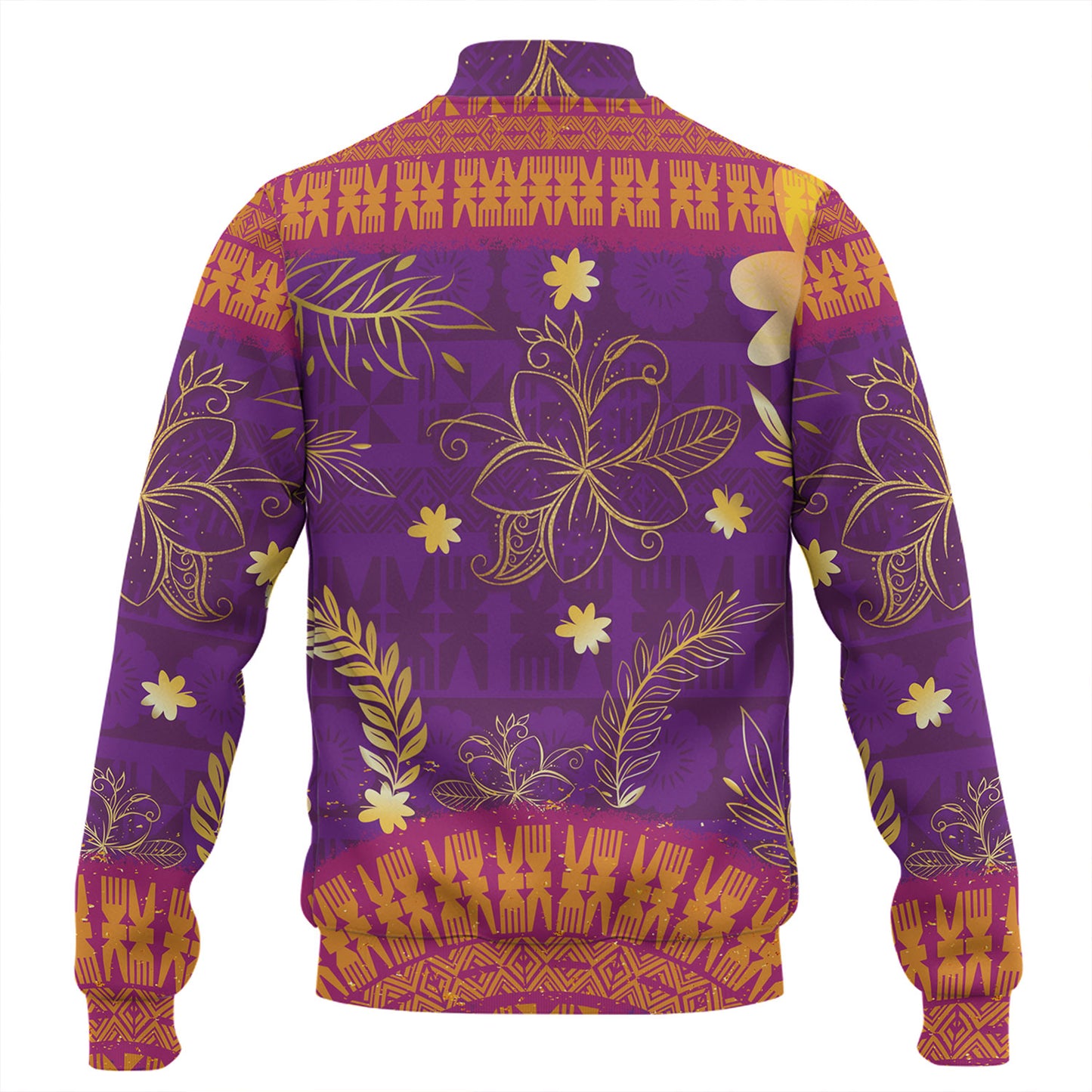 Fiji Baseball Jacket Fiji Tapa Tropical Plumeria Flowers Bouquet