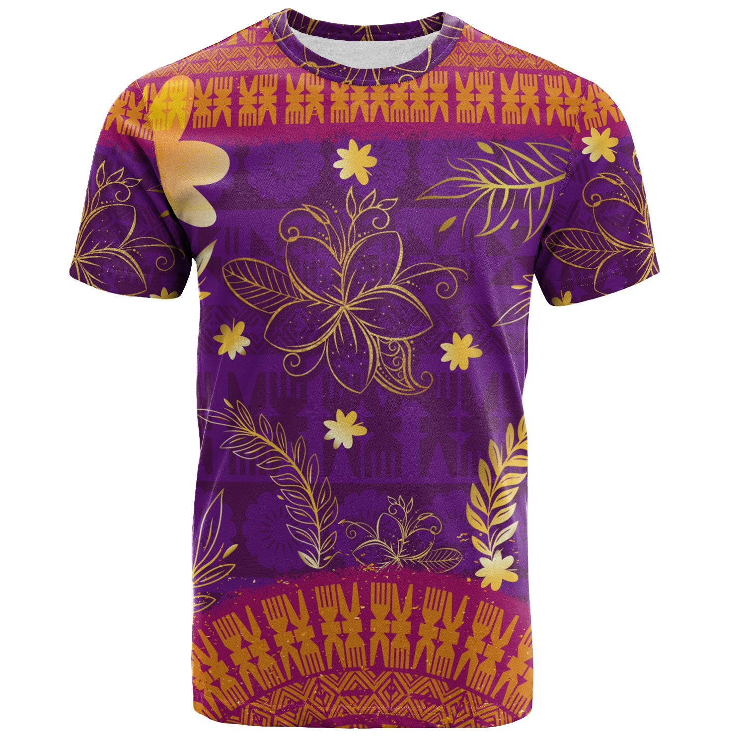 Fiji T-Shirt Fiji Tapa Tropical Plumeria Flowers Bouquet