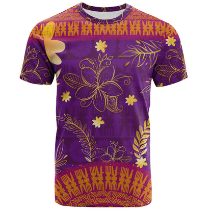 Fiji T-Shirt Fiji Tapa Tropical Plumeria Flowers Bouquet
