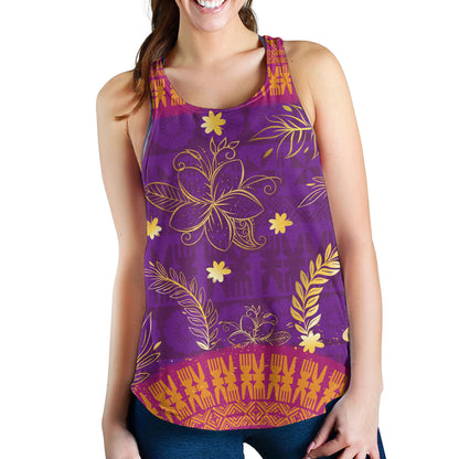 Fiji Women Tank Fiji Tapa Tropical Plumeria Flowers Bouquet