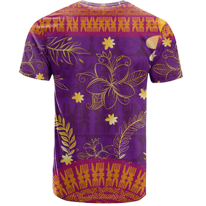 Fiji T-Shirt Fiji Tapa Tropical Plumeria Flowers Bouquet