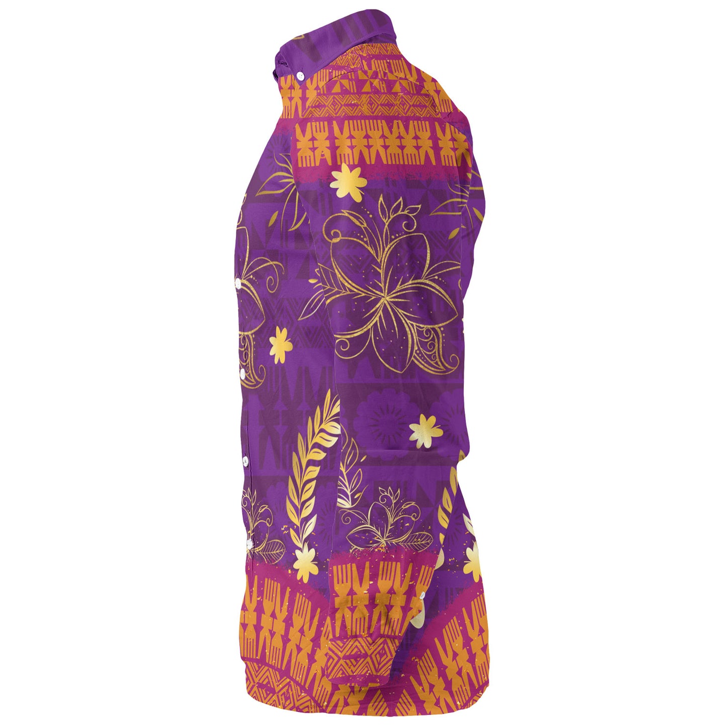 Fiji Long Sleeve Shirt Fiji Tapa Tropical Plumeria Flowers Bouquet