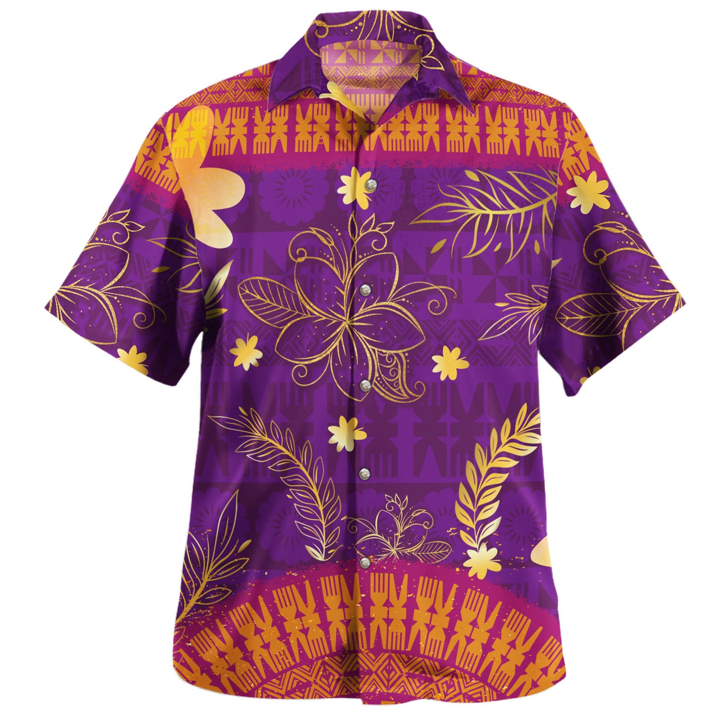 Fiji Hawaiian Shirt Fiji Tapa Tropical Plumeria Flowers Bouquet